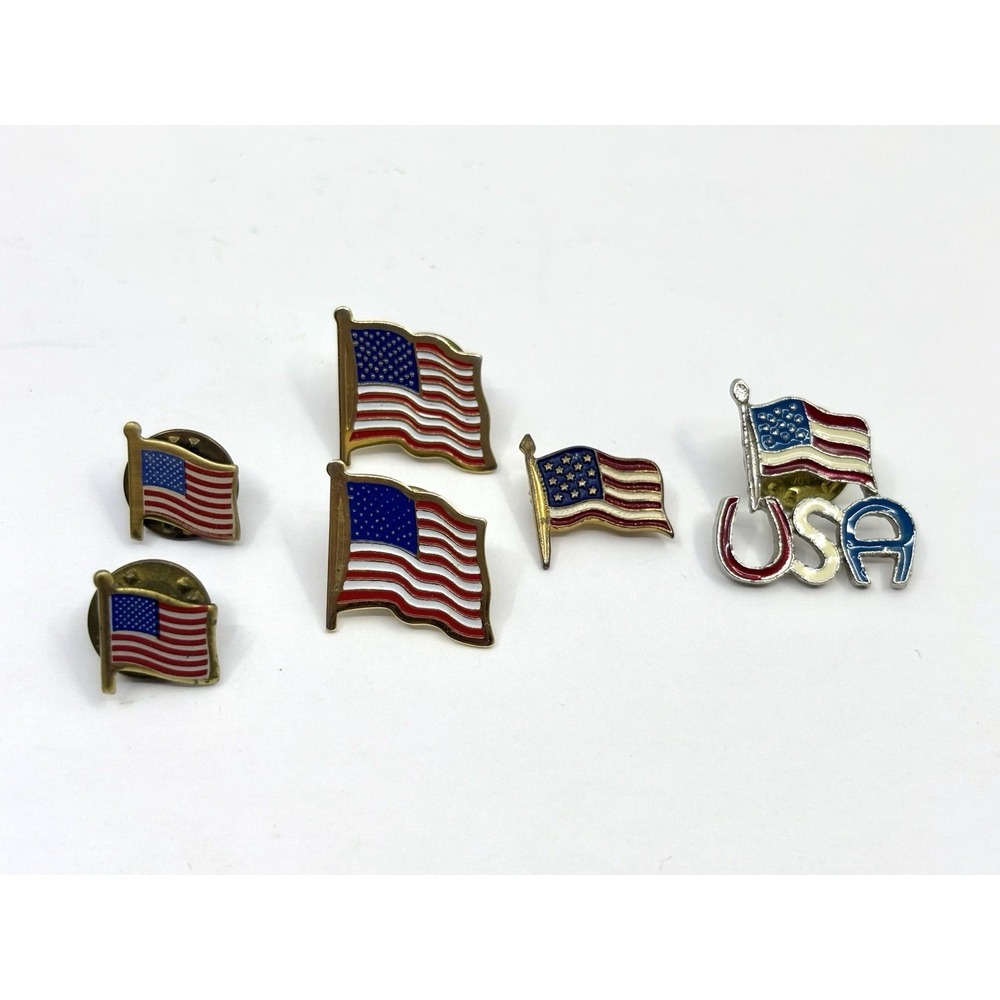 USA Patriotic lapel pin lot of 6 vintage flag collectible